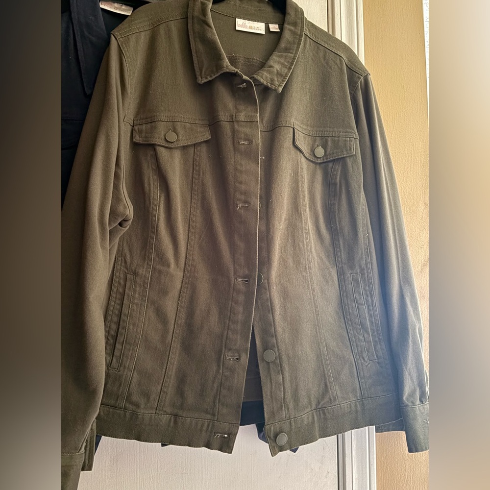 Belle by Kim Gravel jacket Olive. Size 2x